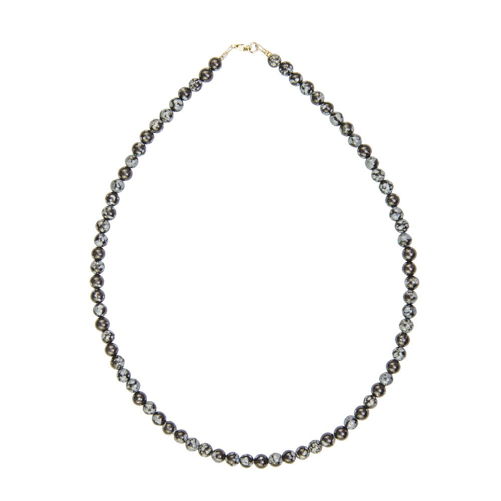 collier obsidienne flocon de neige pierres boules 6mm