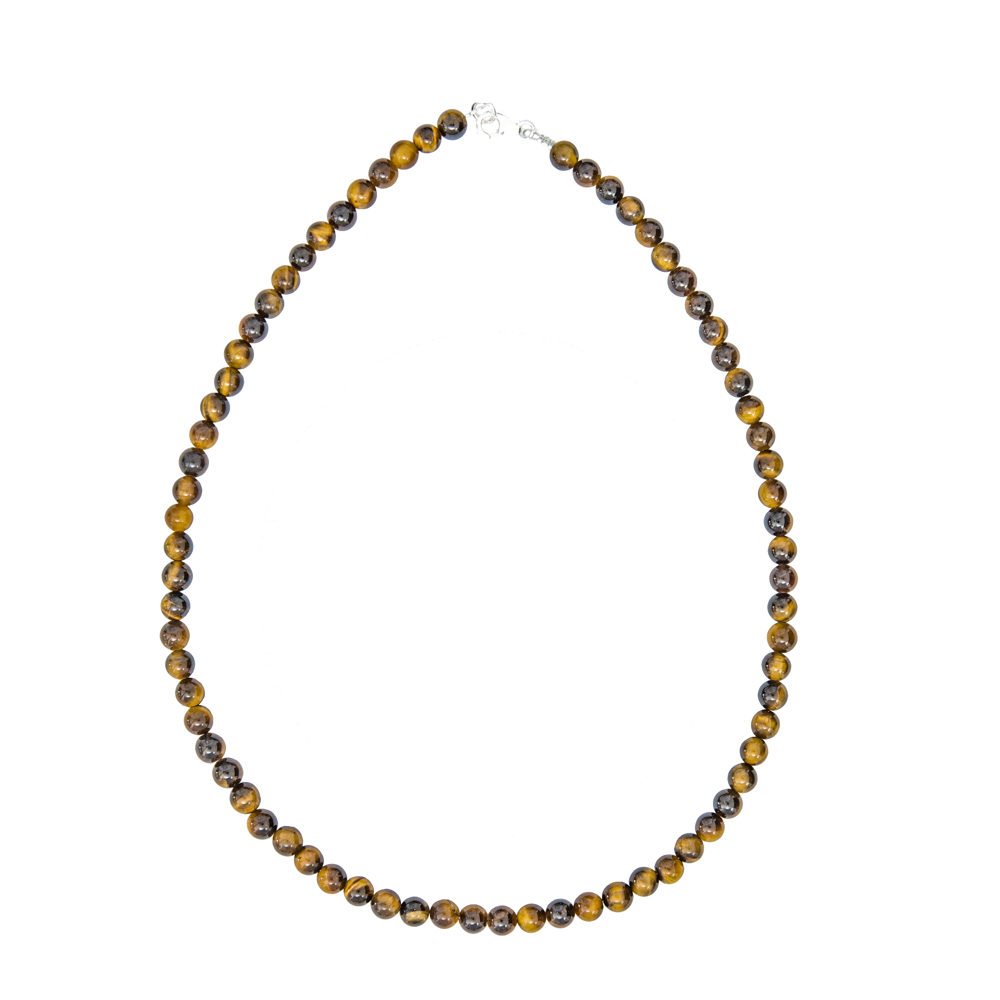 collier oeil de tigre pierres boules 6mm