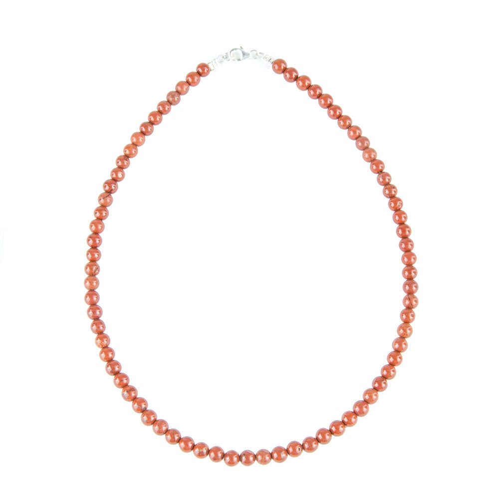 collier jaspe rouge pierres boules 6mm