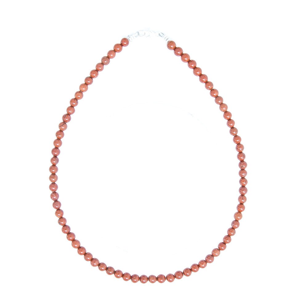 collier jaspe rouge pierres boules 6mm