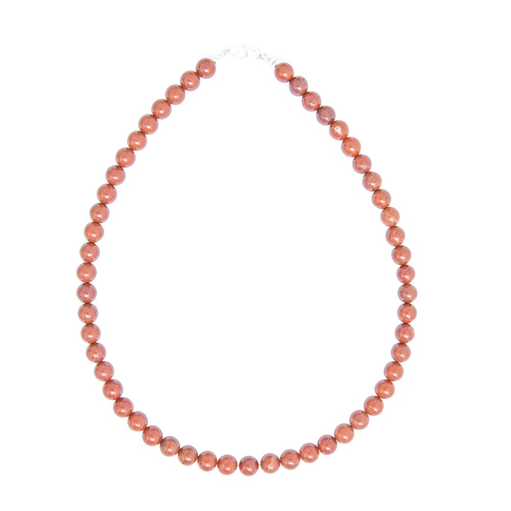 collier jaspe rouge pierres boules 8mm