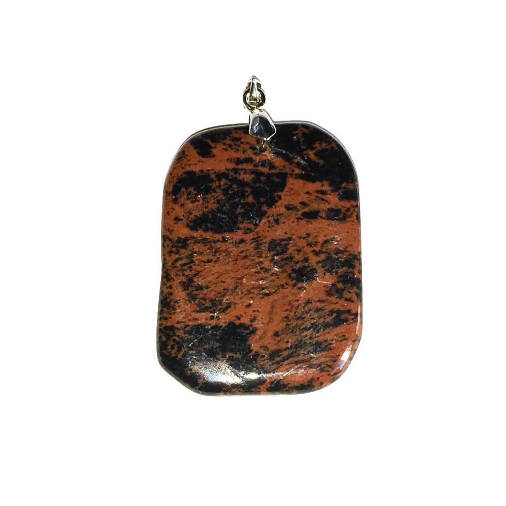 pendentif obsidienne acajou pierre plate