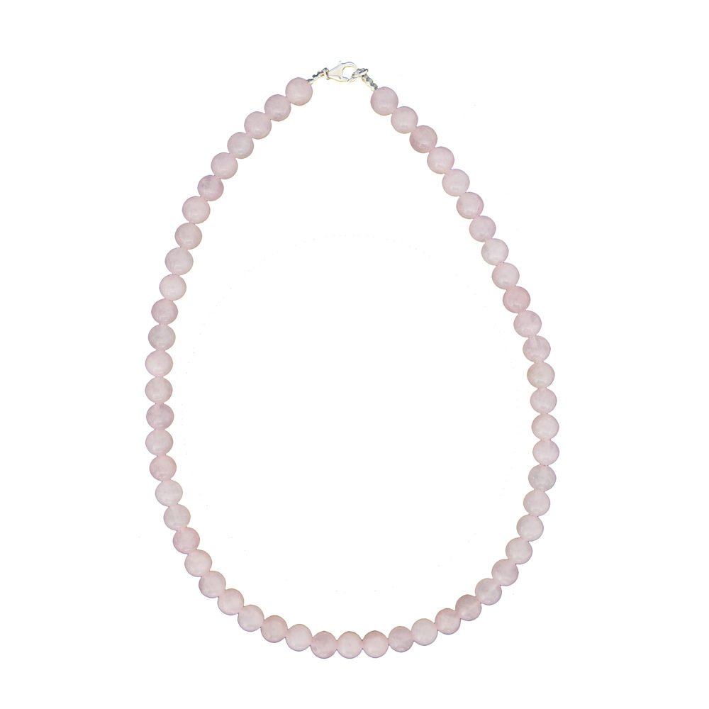 collier quartz rose pierres boules 8mm