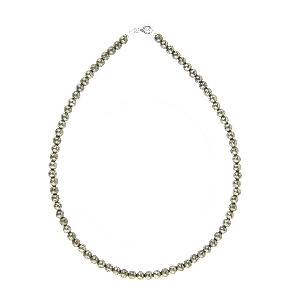 collier pyrite de fer pierres boules 6mm