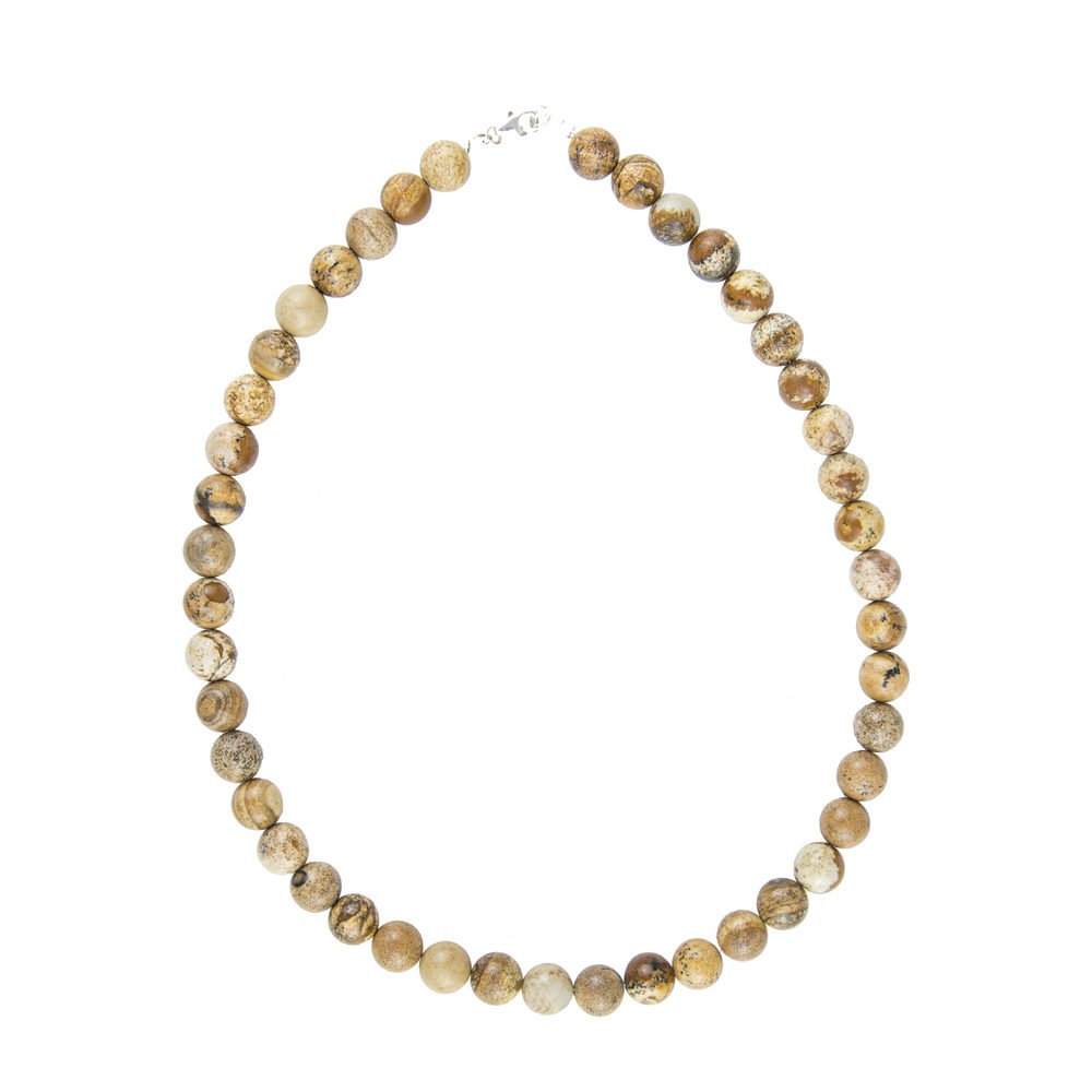 collier jaspe paysage pierres boules 10mm