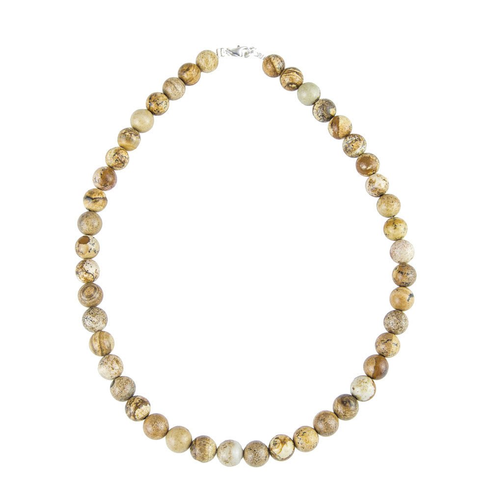 collier jaspe paysage pierres boules 10mm