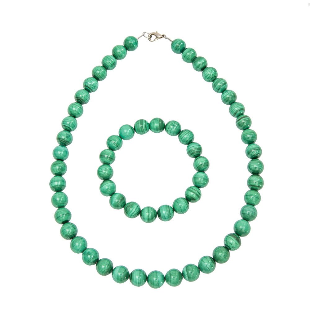 coffret malachite pierres boules 10mm