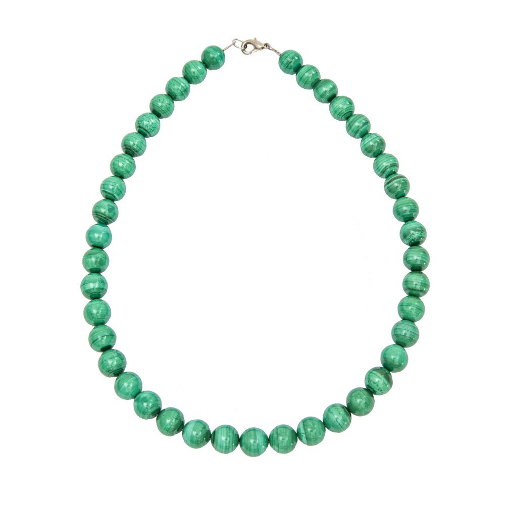 collier malachite pierres boules 10mm