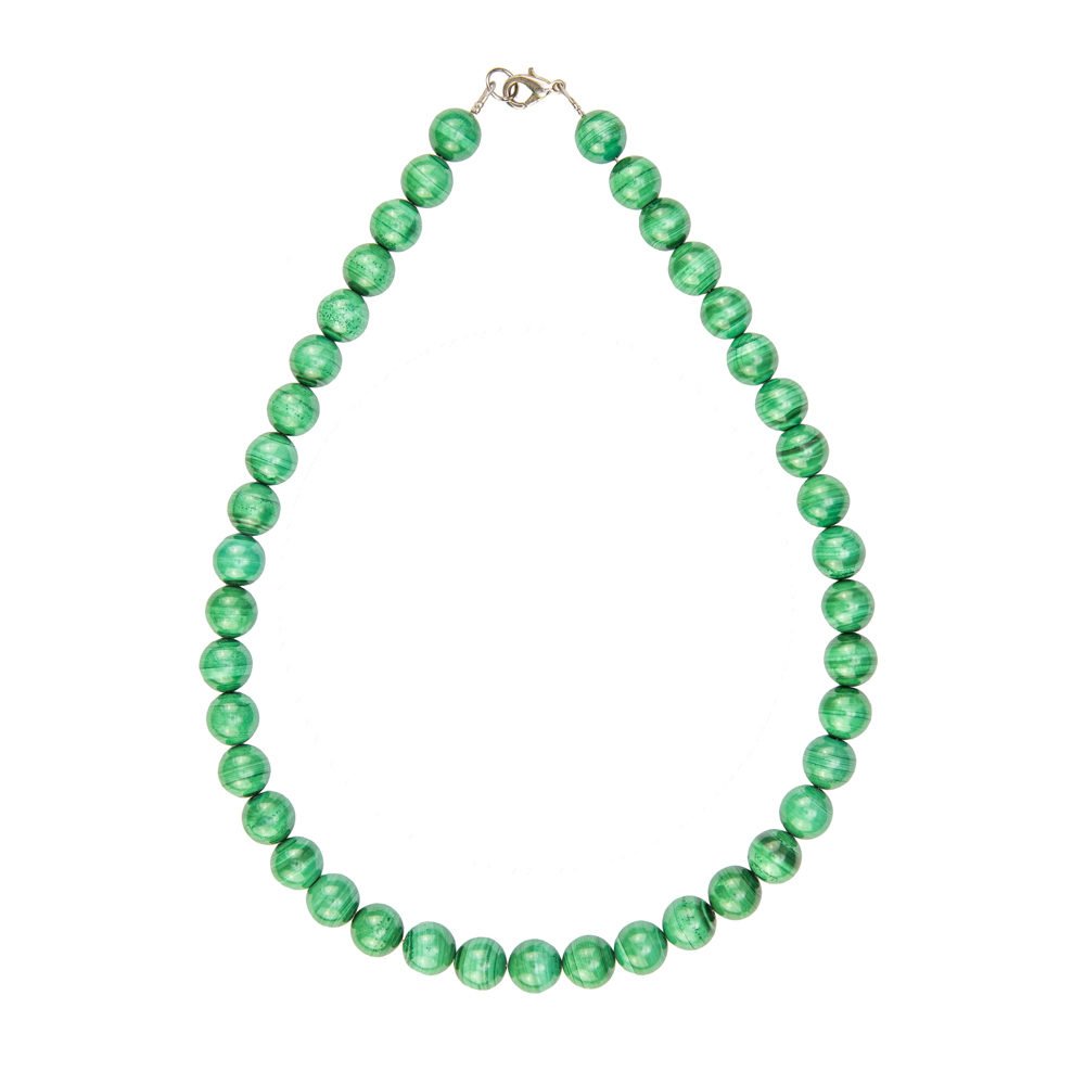 collier malachite pierres boules 10mm