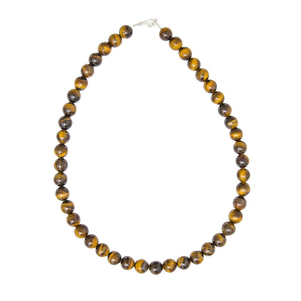 collier oeil de tigre pierres boules 10mm