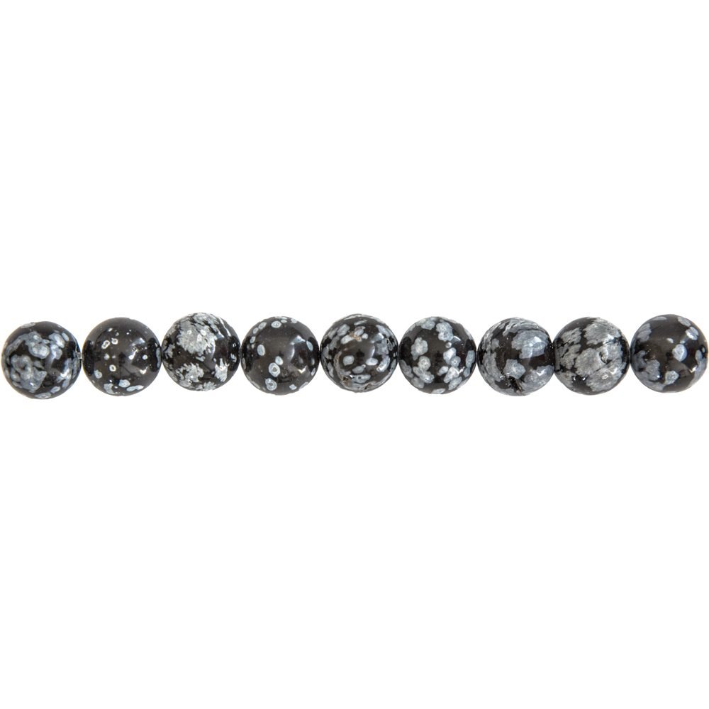 fil obsidienne flocon de neige pierres boules 10mm