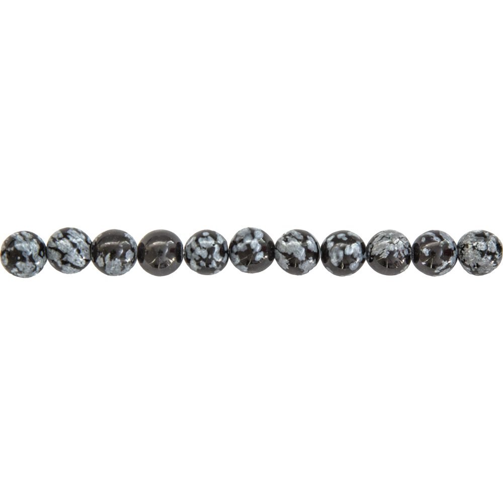 fil obsidienne flocon de neige pierres boules 6mm