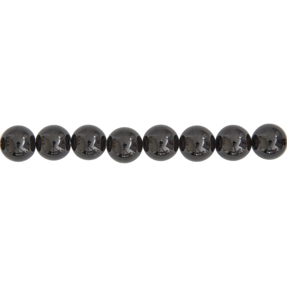 fil agate noire pierres boules 12mm