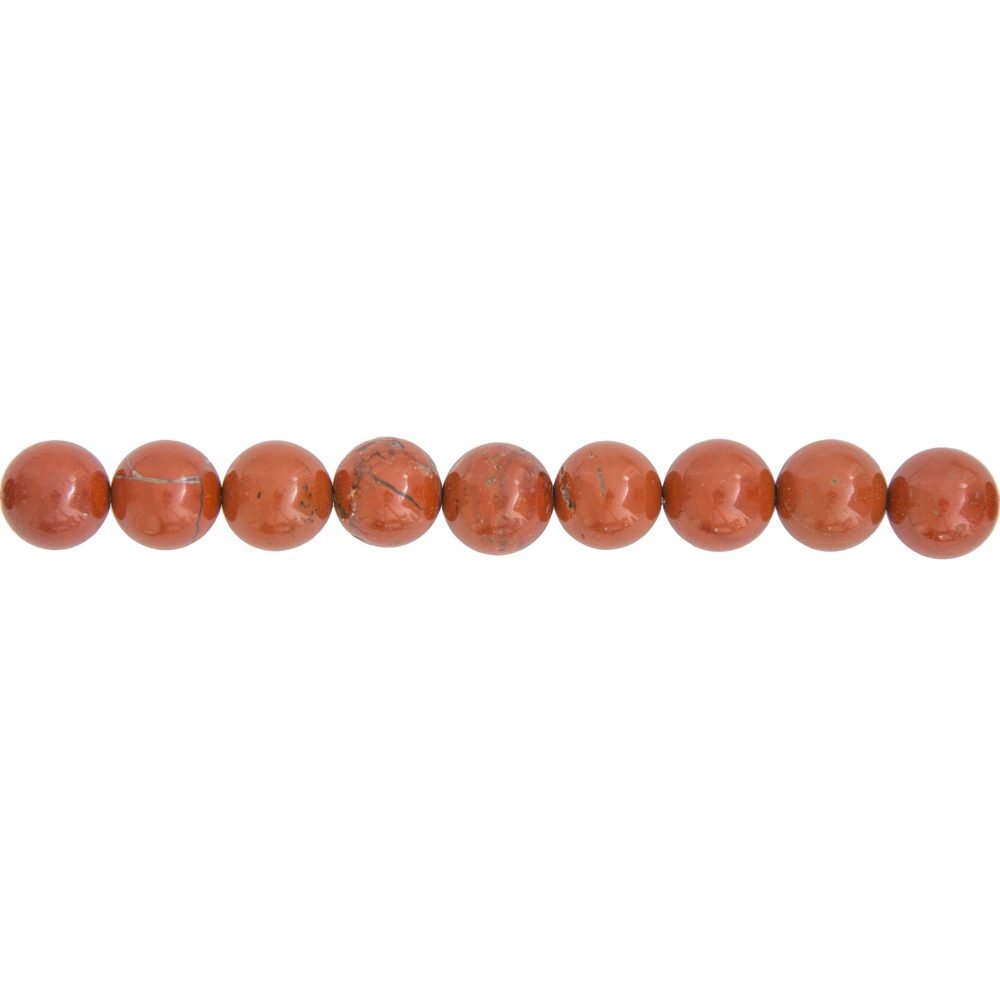 fil jaspe rouge pierres boules 10mm