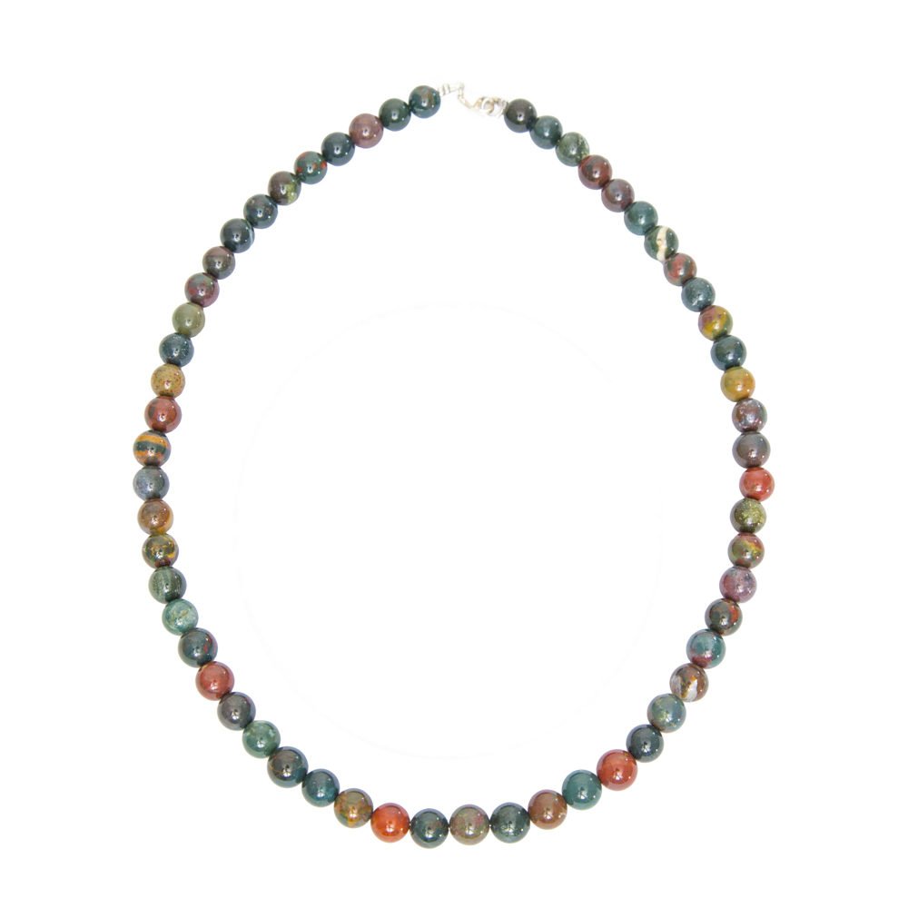 collier jaspe héliotrope pierres boules 8mm