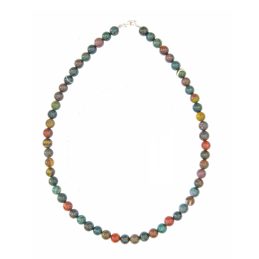 collier jaspe héliotrope pierres boules 8mm