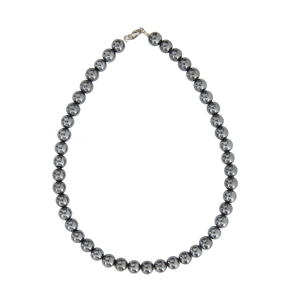 collier hématite pierres boules 10mm