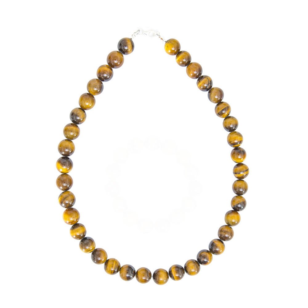 collier oeil de tigre pierres boules 12mm