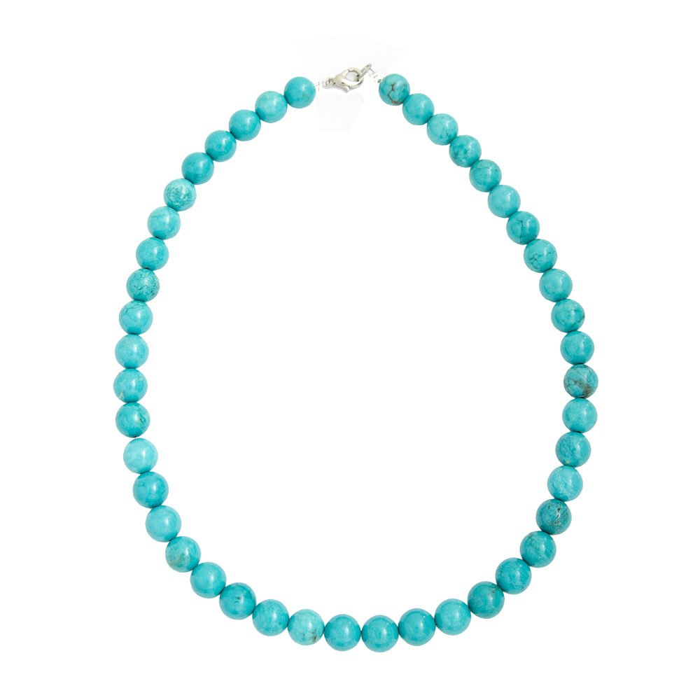 collier turquoise pierres boules 10mm