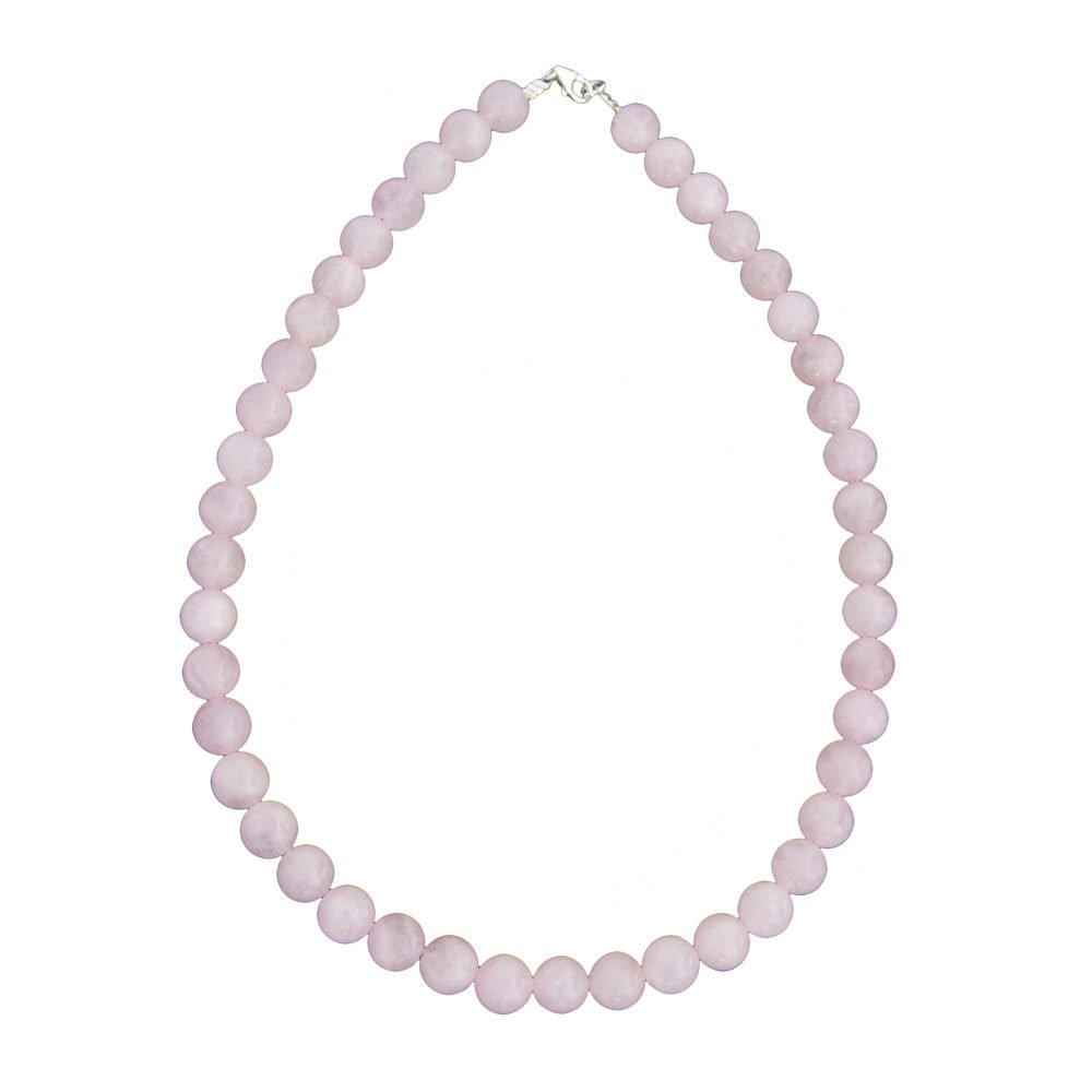 collier quartz rose pierres boules 10mm