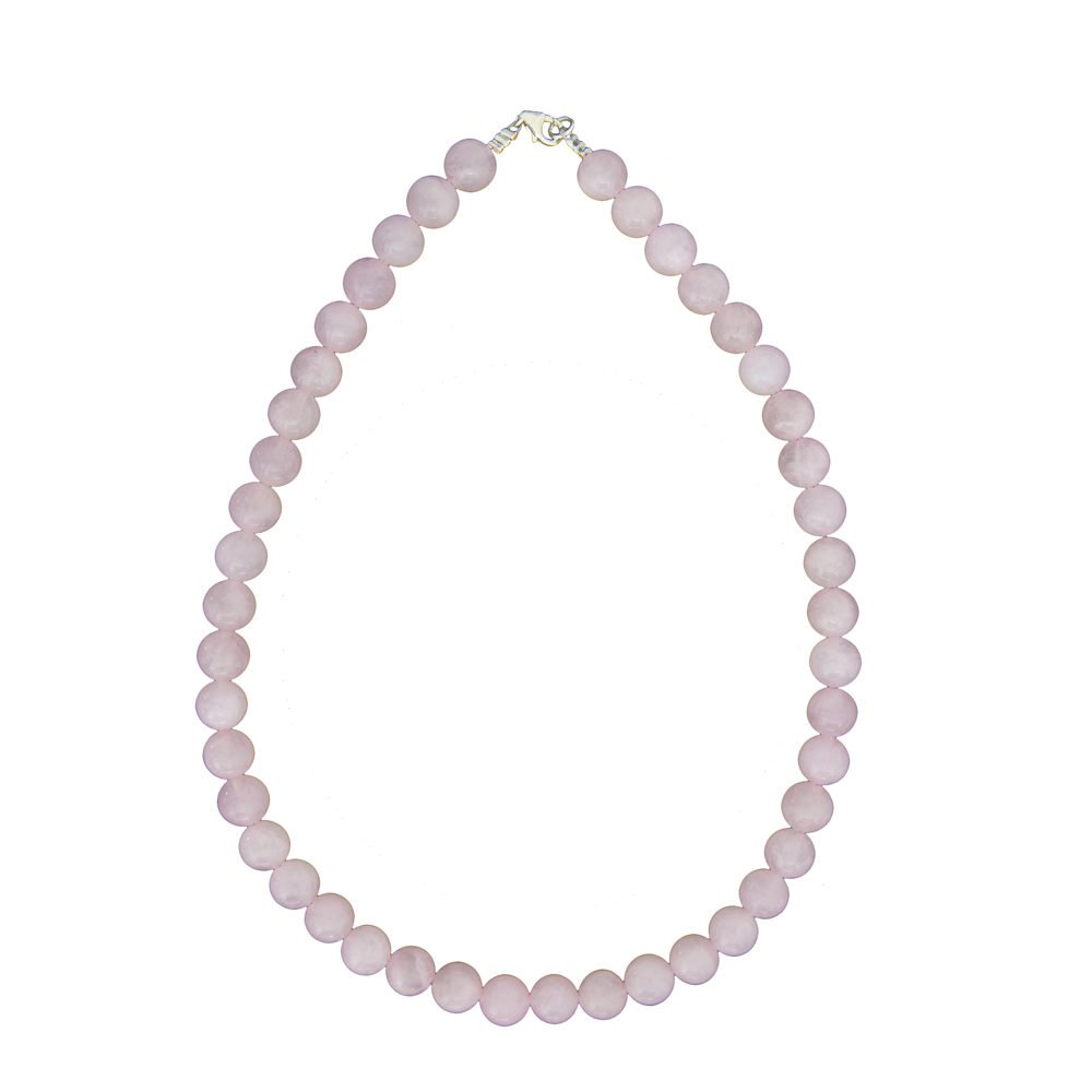 collier quartz rose pierres boules 10mm