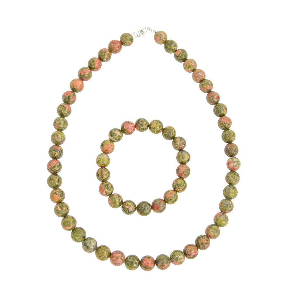 coffret unakite pierres boules 10mm