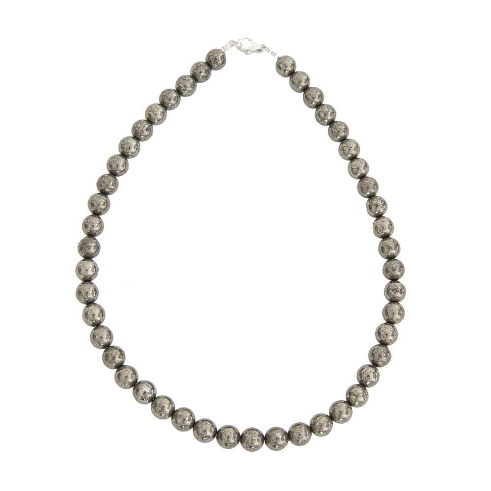 collier pyrite de fer pierres boules 10mm