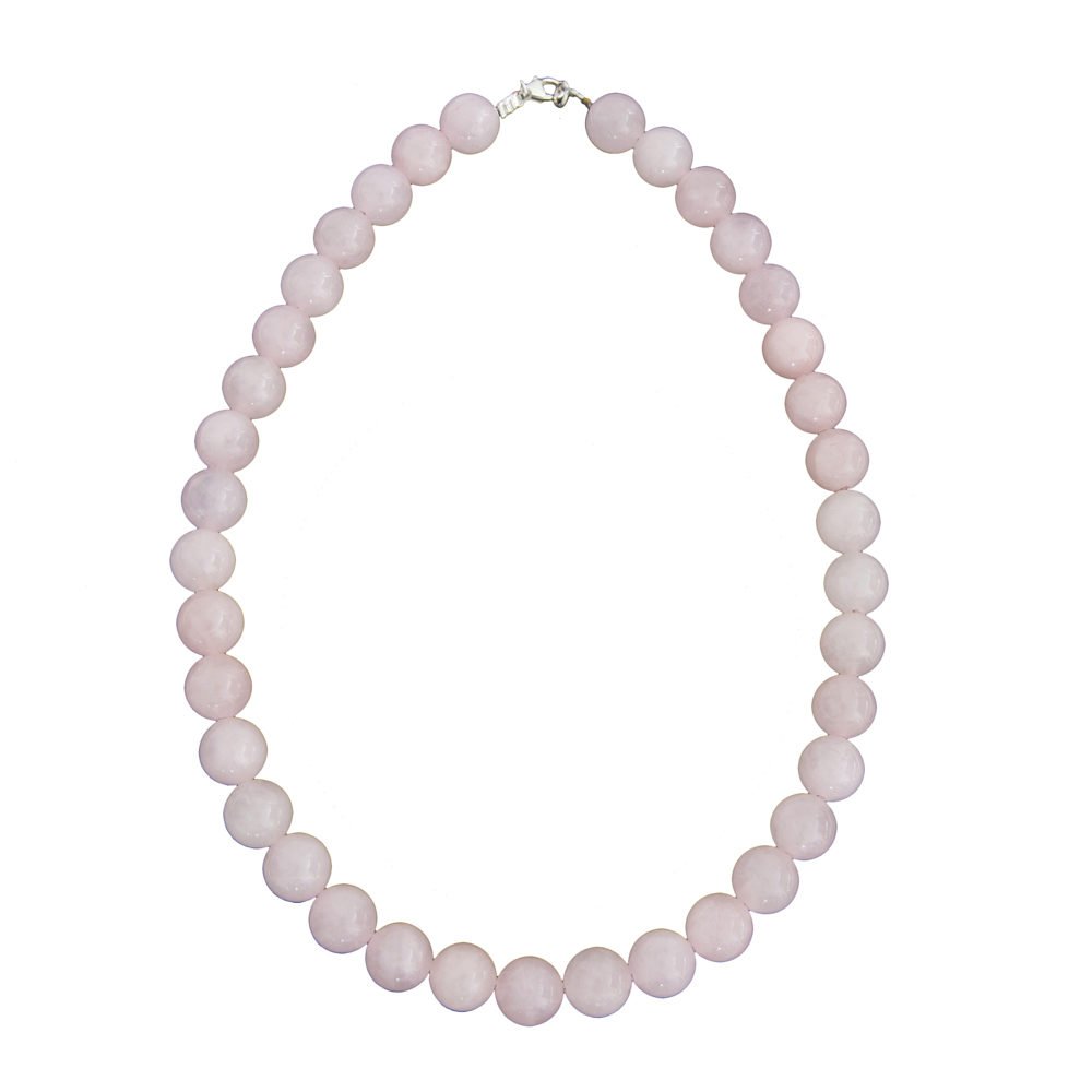 collier quartz rose pierres boules 12mm