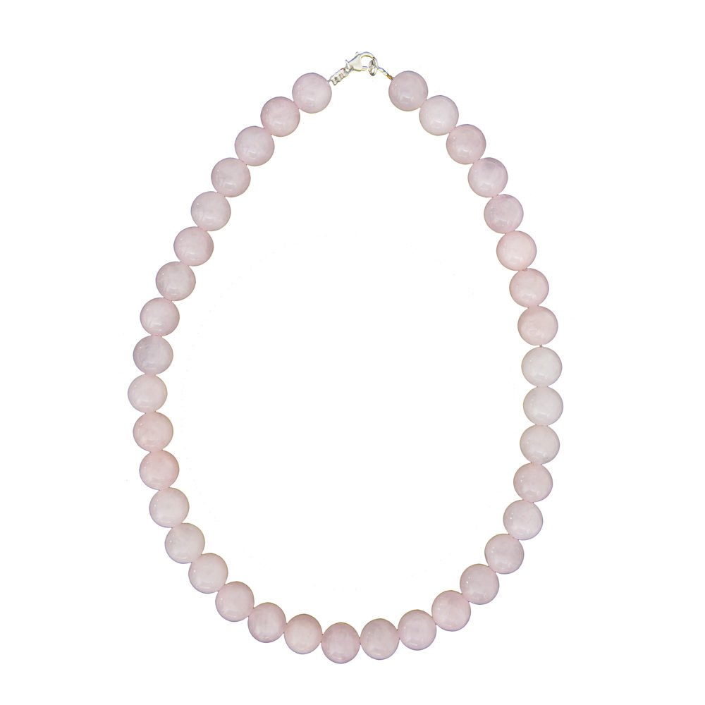 collier quartz rose pierres boules 12mm