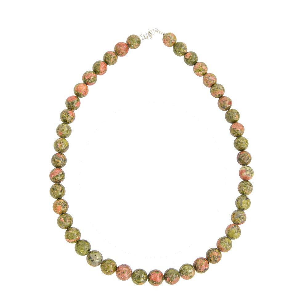 collier unakite pierres boules 10mm