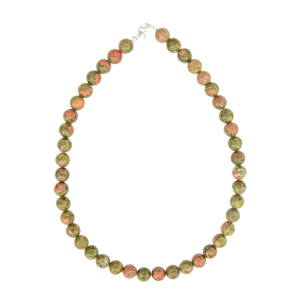 collier unakite pierres boules 10mm