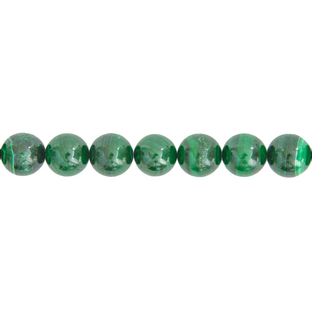 fil malachite pierres boules 14mm