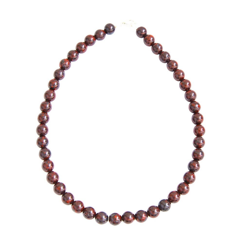 collier jaspe bréchique pierres boules 10mm