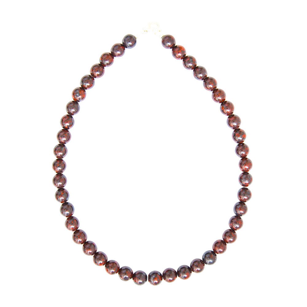 collier jaspe bréchique pierres boules 10mm