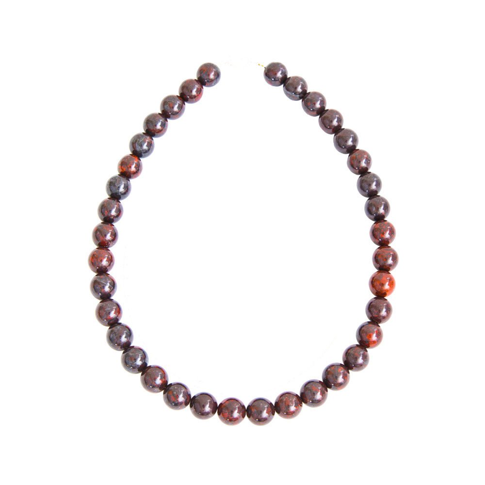 collier jaspe bréchique pierres boules 12mm