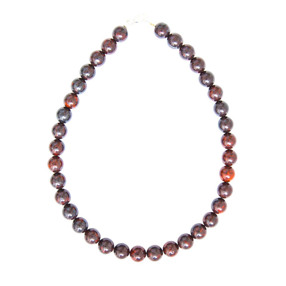 collier jaspe bréchique pierres boules 12mm