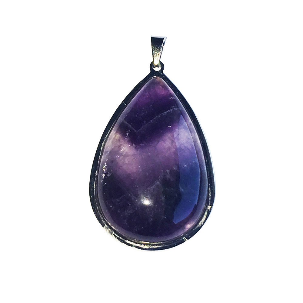 Pendentif amethyste goutte monté acier