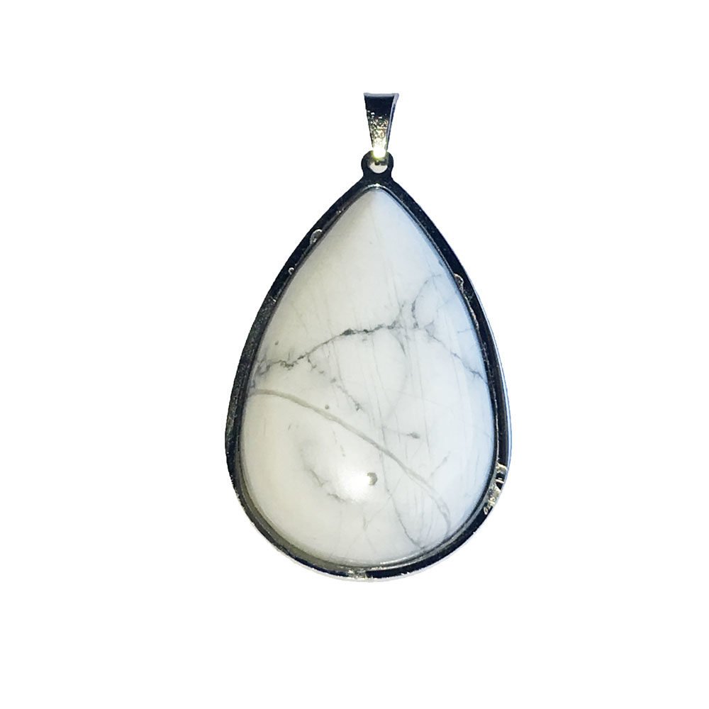 pendentif howlite goutte monte acier