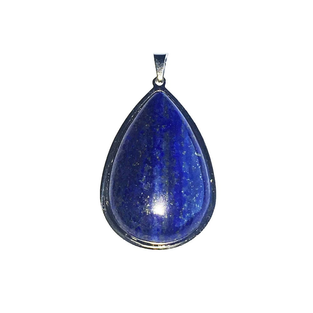 pendentif lapis lazuli goutte monté acier