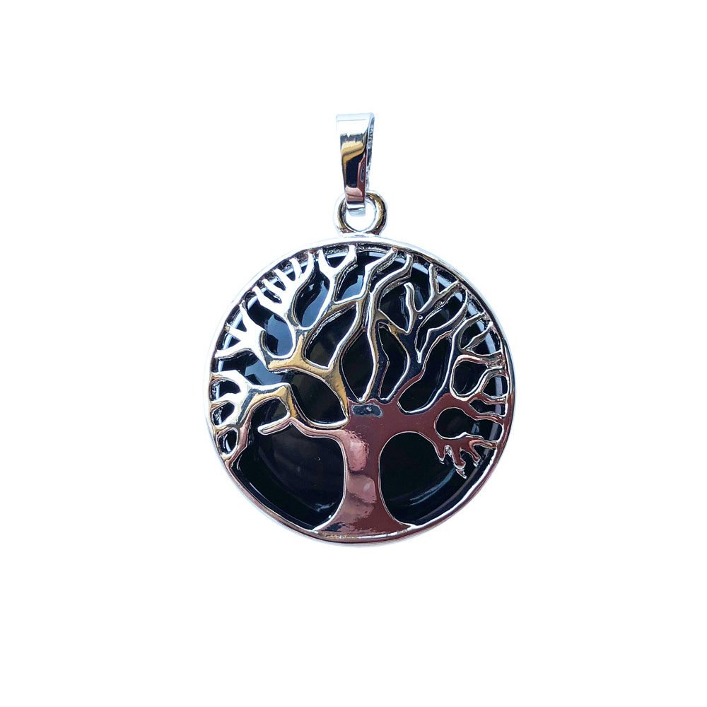 pendentif agate noire arbre de vie