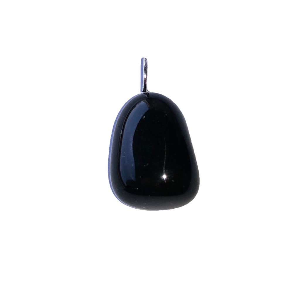 pendentif obsidienne noire pierre roulée