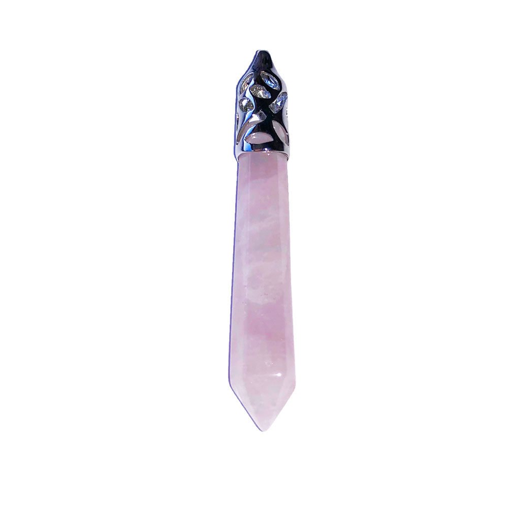 pendentif quartz rose pointe longue