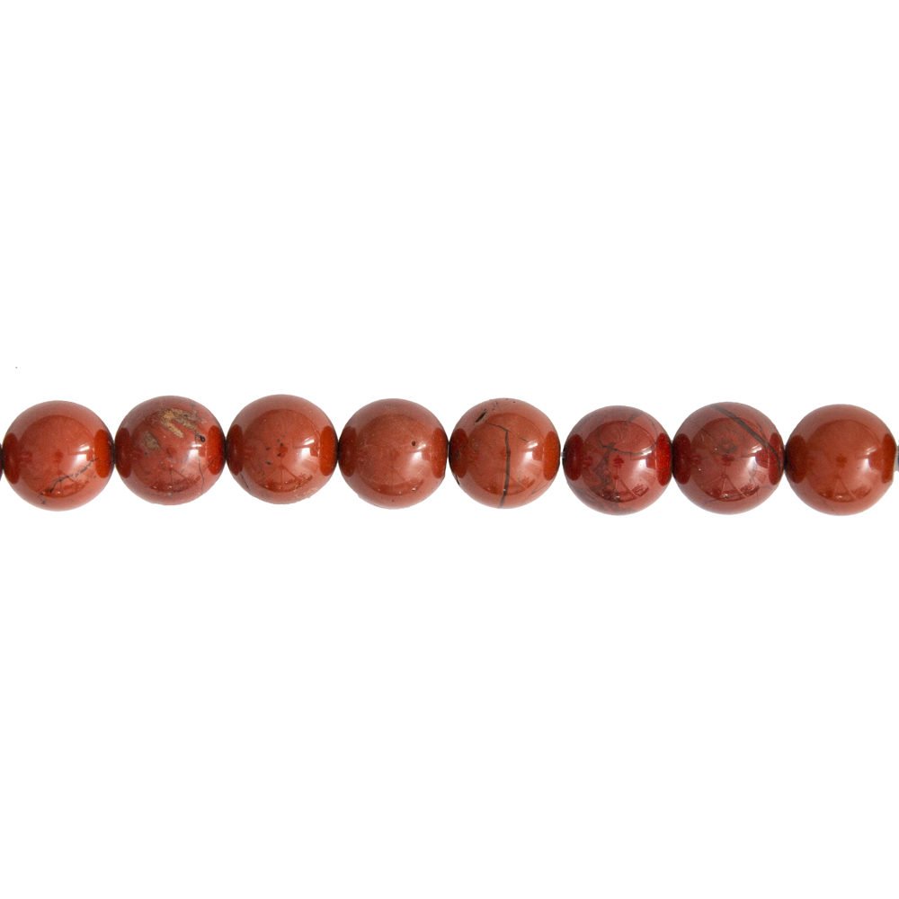 fil jaspe rouge pierres boules 12mm