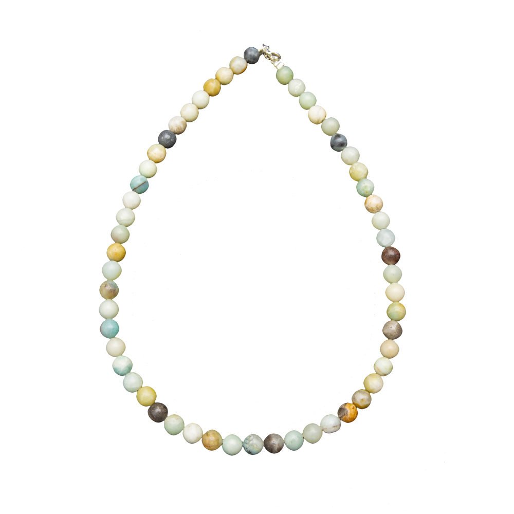 collier amazonite multicolore pierres boules 8mm