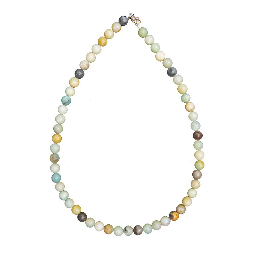 collier amazonite multicolore pierres boules 8mm