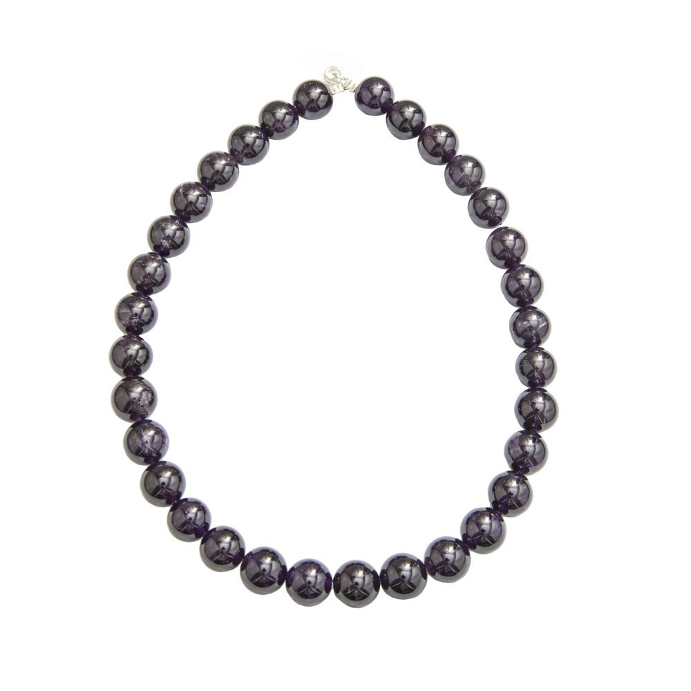 collier améthyste pierres boules 14mm