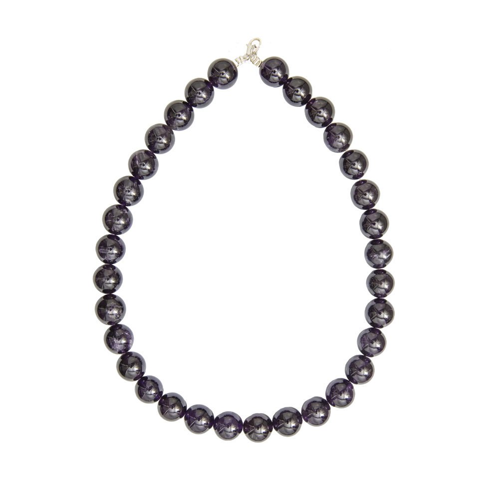 collier améthyste pierres boules 14mm