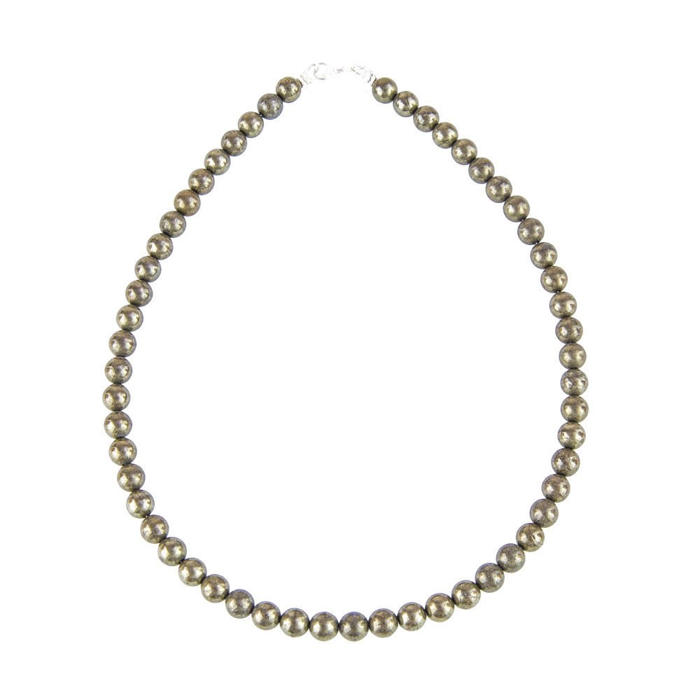 collier pyrite de fer pierres boules 8mm