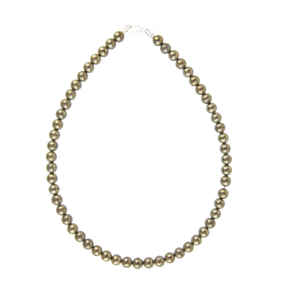 collier pyrite de fer pierres boules 8mm