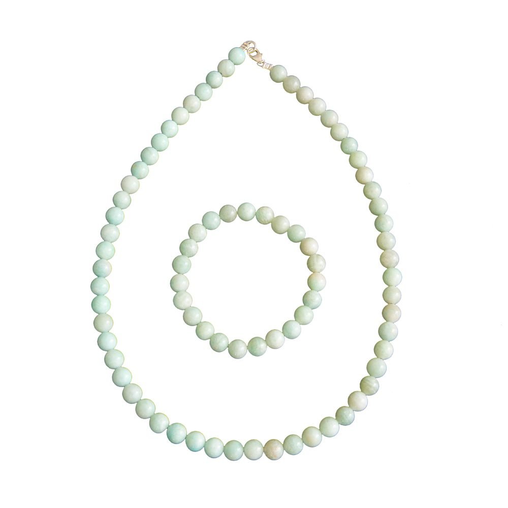 parure amazonite pierres boules 8mm